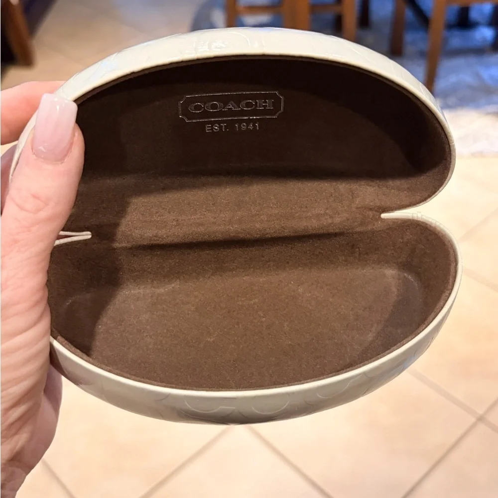 Coach White Embossed Sunglasses Case Large